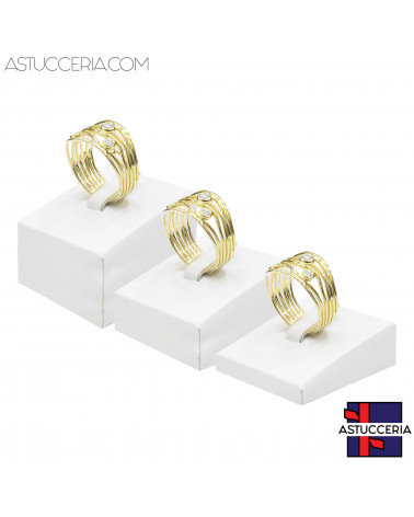 Espositore Per Anelli Linea LUXURY 35x40mm 3 pezzi Similpelle Fibra Bianco Perla