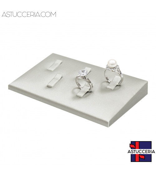 Espositore Per Anelli Linea LUXURY 5 Scomparti 120x70x15mm 1 pezzo Similpelle Fibra Argento