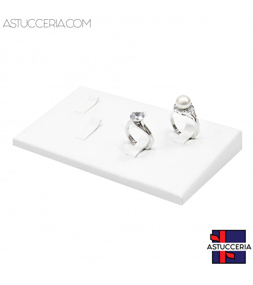 Espositore Per Anelli Linea LUXURY 5 Scomparti 120x70x15mm 1 pezzo Similpelle Fibra Bianco Perla