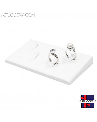 Espositore Per Anelli Linea LUXURY 5 Scomparti 120x70x15mm 1 pezzo Similpelle Fibra Bianco Perla