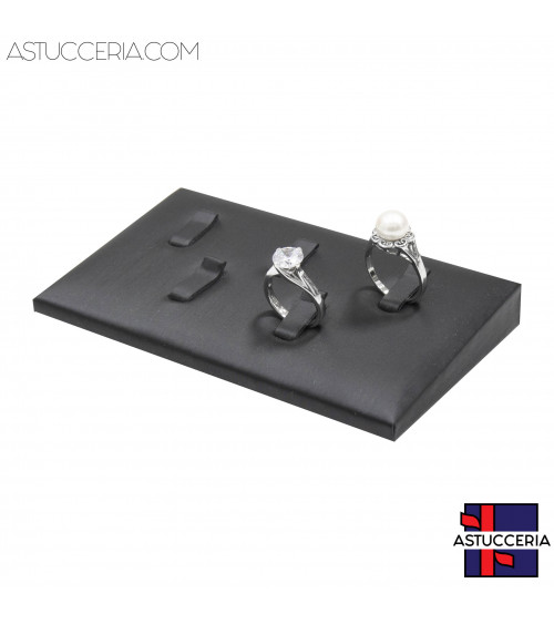 Espositore Per Anelli Linea LUXURY 5 Scomparti 120x70x15mm 1 pezzo Similpelle Fibra Nero