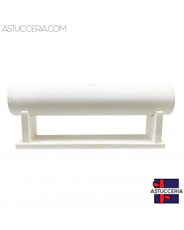 Espositore Per Bracciali Linea LUXURY Tubolare H9,5cm Larghezza 22cm Similpelle Fibra Bianco