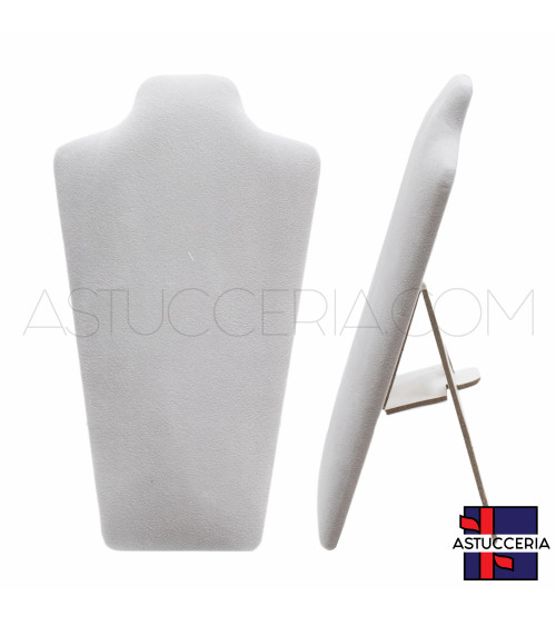 Espositore Per Collane Collo Busto Componibile A4 22cm 1pz Alcantara Grigio