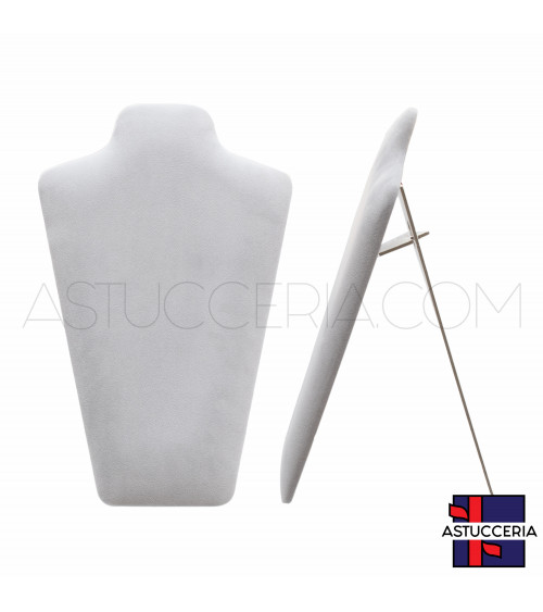 Espositore Per Collane Collo Busto Componibile A4 35cm 1pz Alcantara Grigio