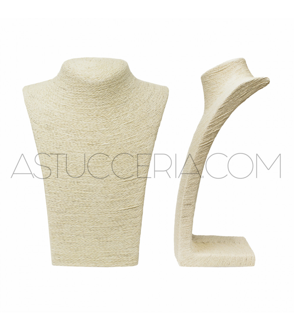 Espositore Per Collane Collo Busto Di CORDA Altezza 28cm Beige