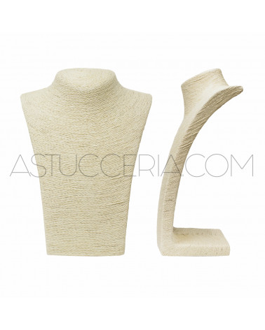 Espositore Per Collane Collo Busto Di CORDA Altezza 28cm Beige
