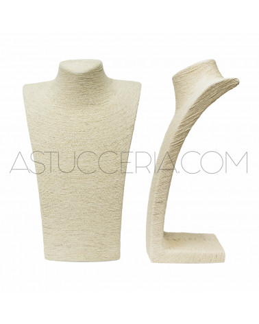 Espositore Per Collane Collo Busto Di CORDA Altezza 36cm Beige