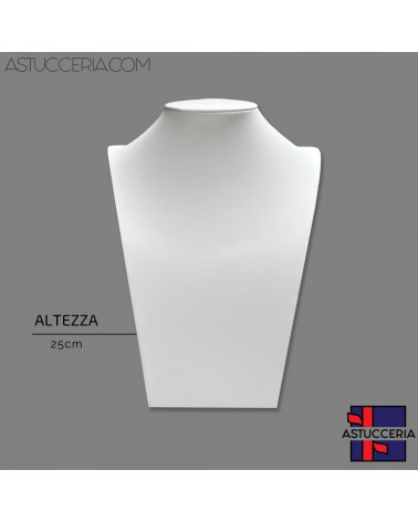 Espositore Per Collane Collo Busto Linea ELITE Altezza 25cm Similpelle Fibra Bianco