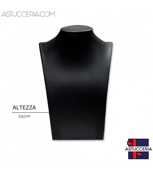 Espositore Per Collane Collo Busto Linea ELITE Altezza 25cm Similpelle Fibra Nero