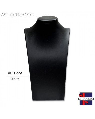 Espositore Per Collane Collo Busto Linea ELITE Altezza 30cm Similpelle Fibra Nero