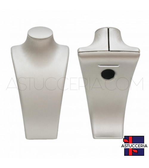 Espositore Per Collane Collo Busto Di Similpelle Fibra LUXURY Altezza 19cm Argento