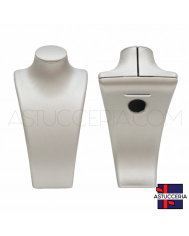 Espositore Per Collane Collo Busto Di Similpelle Fibra LUXURY Altezza 19cm Argento