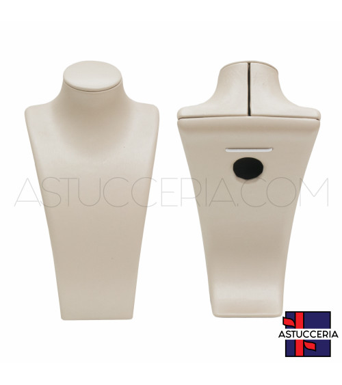 Espositore Per Collane Collo Busto Di Similpelle Fibra LUXURY Altezza 19cm Beige Oro