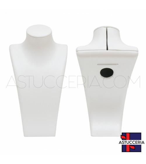 Espositore Per Collane Collo Busto Di Similpelle Fibra LUXURY Altezza 19cm Bianco Perla