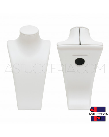 Espositore Per Collane Collo Busto Di Similpelle Fibra LUXURY Altezza 19cm Bianco Perla
