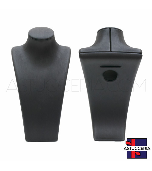 Espositore Per Collane Collo Busto Di Similpelle Fibra LUXURY Altezza 19cm Nero