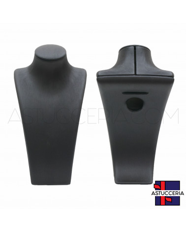 Espositore Per Collane Collo Busto Di Similpelle Fibra LUXURY Altezza 19cm Nero