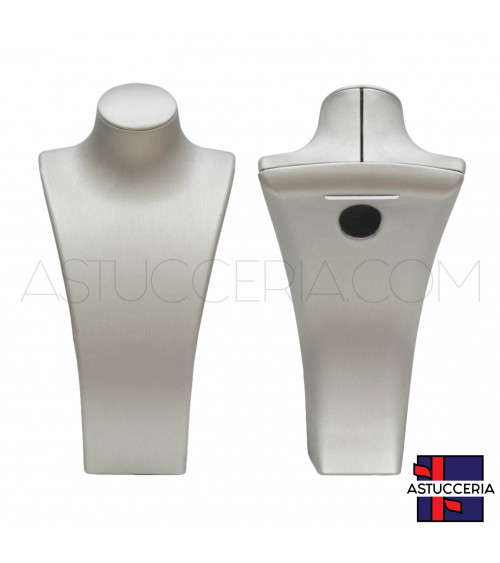 Espositore Per Collane Collo Busto Di Similpelle Fibra LUXURY Altezza 27cm Argento