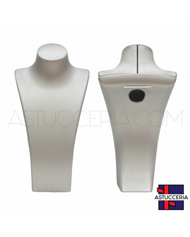 Espositore Per Collane Collo Busto Di Similpelle Fibra LUXURY Altezza 27cm Argento