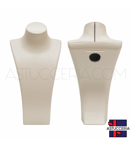 Espositore Per Collane Collo Busto Di Similpelle Fibra LUXURY Altezza 27cm Beige Oro