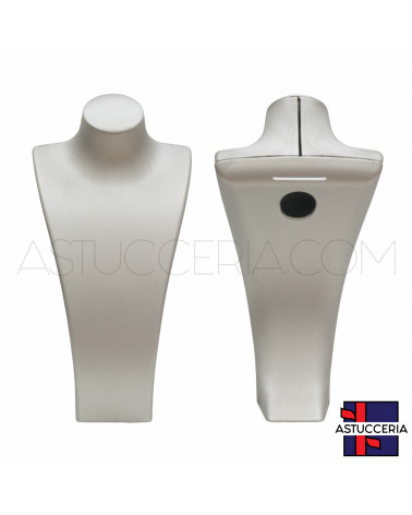 Espositore Per Collane Collo Busto Di Similpelle Fibra LUXURY Altezza 31cm Argento
