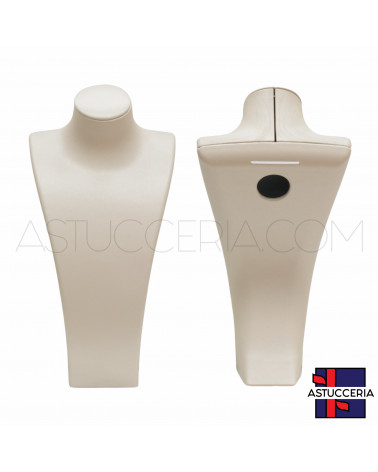 Espositore Per Collane Collo Busto Di Similpelle Fibra LUXURY Altezza 31cm Beige Oro