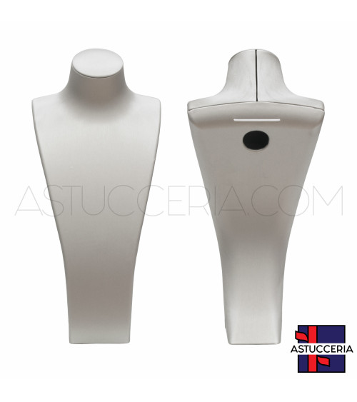 Espositore Per Collane Collo Busto Di Similpelle Fibra LUXURY Altezza 40cm Argento
