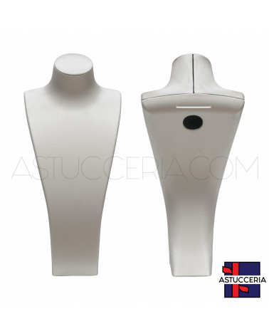 Espositore Per Collane Collo Busto Di Similpelle Fibra LUXURY Altezza 40cm Argento