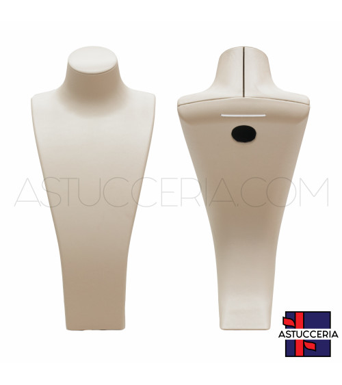 Espositore Per Collane Collo Busto Di Similpelle Fibra LUXURY Altezza 40cm Beige Oro