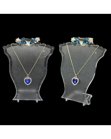 Espositore Per Collane E Orecchini Collo Di Plexiglass MINI 10x13cm 10pz Trasparente