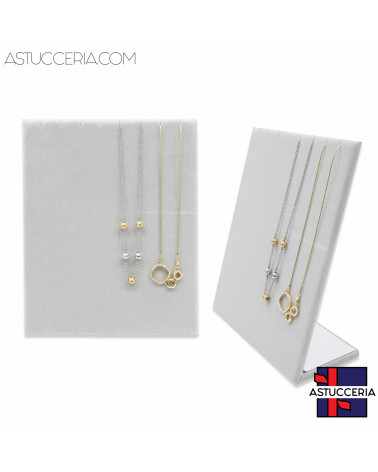 Espositore Per Collane Pannello A ''L'' 20x25x5,5cm Con Tagli Velluto Grigio