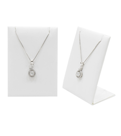 Espositore Per Colllana Linea LUXURY Pannello 2 Tagli 60x85x40mm 2pz Similpelle Bianco Perla