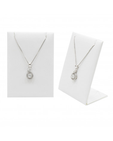 Espositore Per Collana Linea LUXURY Pannello 2 Tagli 60x85x40mm 2pz Similpelle Bianco Perla