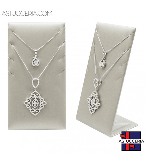 Espositore Per Colllana Linea LUXURY Pannello 8 Tagli 70x135x50mm 2pz Similpelle Argento