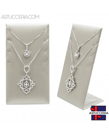 Espositore Per Colllana Linea LUXURY Pannello 8 Tagli 70x135x50mm 2pz Similpelle Argento