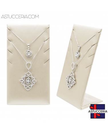 Espositore Per Colllana Linea LUXURY Pannello 8 Tagli 70x135x50mm 2pz Similpelle Beige Oro