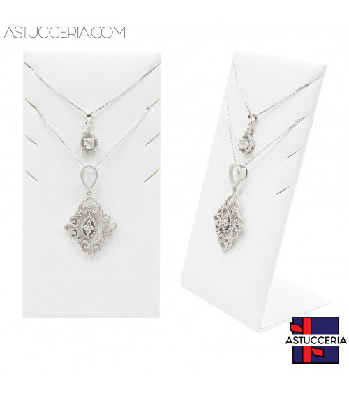 Espositore Per Colllana Linea LUXURY Pannello 8 Tagli 70x135x50mm 2pz Similpelle Bianco Perla