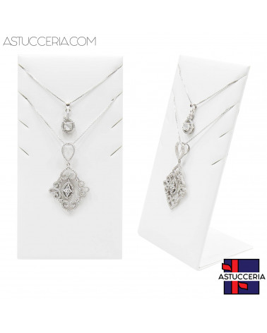 Espositore Per Colllana Linea LUXURY Pannello 8 Tagli 70x135x50mm 2pz Similpelle Bianco Perla