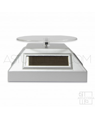 Espositore Per Gioielli Rotante Ad Energia Solare E Batteria 10x10x5cm Argento
