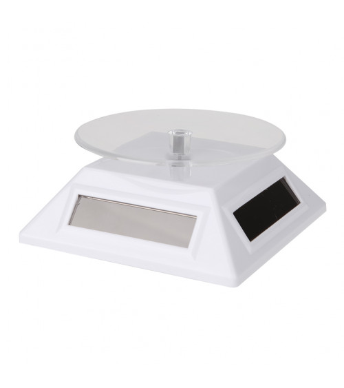 Espositore Per Gioielli Rotante Ad Energia Solare E Batteria 10x10x5cm Bianco