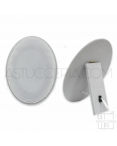 Espositore Per Orecchini Cornice Con Corda Ovale 22x28cm Velluto Grigio