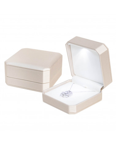 Astucci Per Gioielli Con Luce Linea TIVOLI 100x100x52mm Collana 6 pezzi Beige Cipria