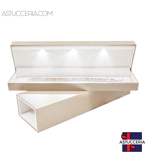 Astucci Per Gioielli Linea DUBAI Con Luce 240x70x45mm 3 pezzi Bracciale Bronzo