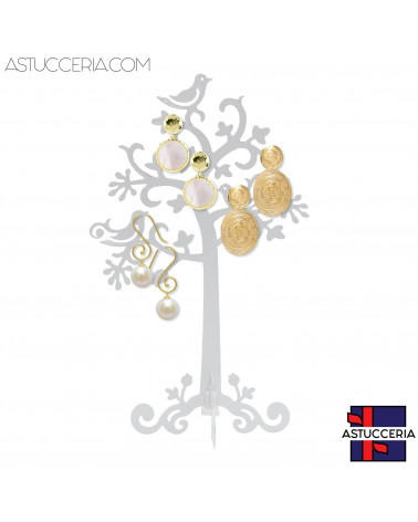 Espositore Per Orecchini Di Metallo Smaltato Albero Componibile 30cm 1 pezzo Bianco