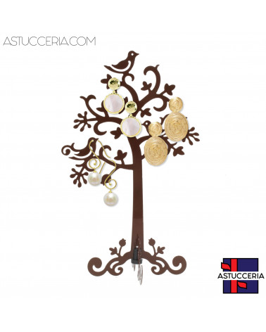 Espositore Per Orecchini Di Metallo Smaltato Albero Componibile 30cm 1 pezzo Marrone