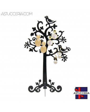 Espositore Per Orecchini Di Metallo Smaltato Albero Componibile 30cm 1 pezzo Nero