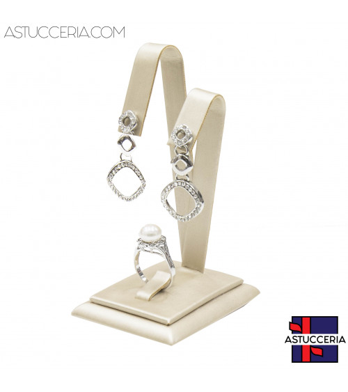 Espositore Per Orecchini E Anello Linea LUXURY Bunny H 105mm 2pz Similpelle Beige Oro