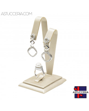 Espositore Per Orecchini E Anello Linea LUXURY Bunny H 105mm 2pz Similpelle Beige Oro