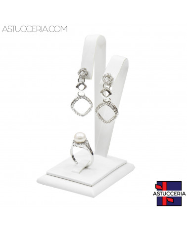 Espositore Per Orecchini E Anello Linea LUXURY Bunny H 105mm 2pz Similpelle Bianco Perla