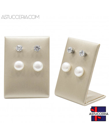 Espositore Per Orecchini Linea LUXURY Pannello 4 Fori 35x50x25mm 2 pezzi Similpelle Beige Oro